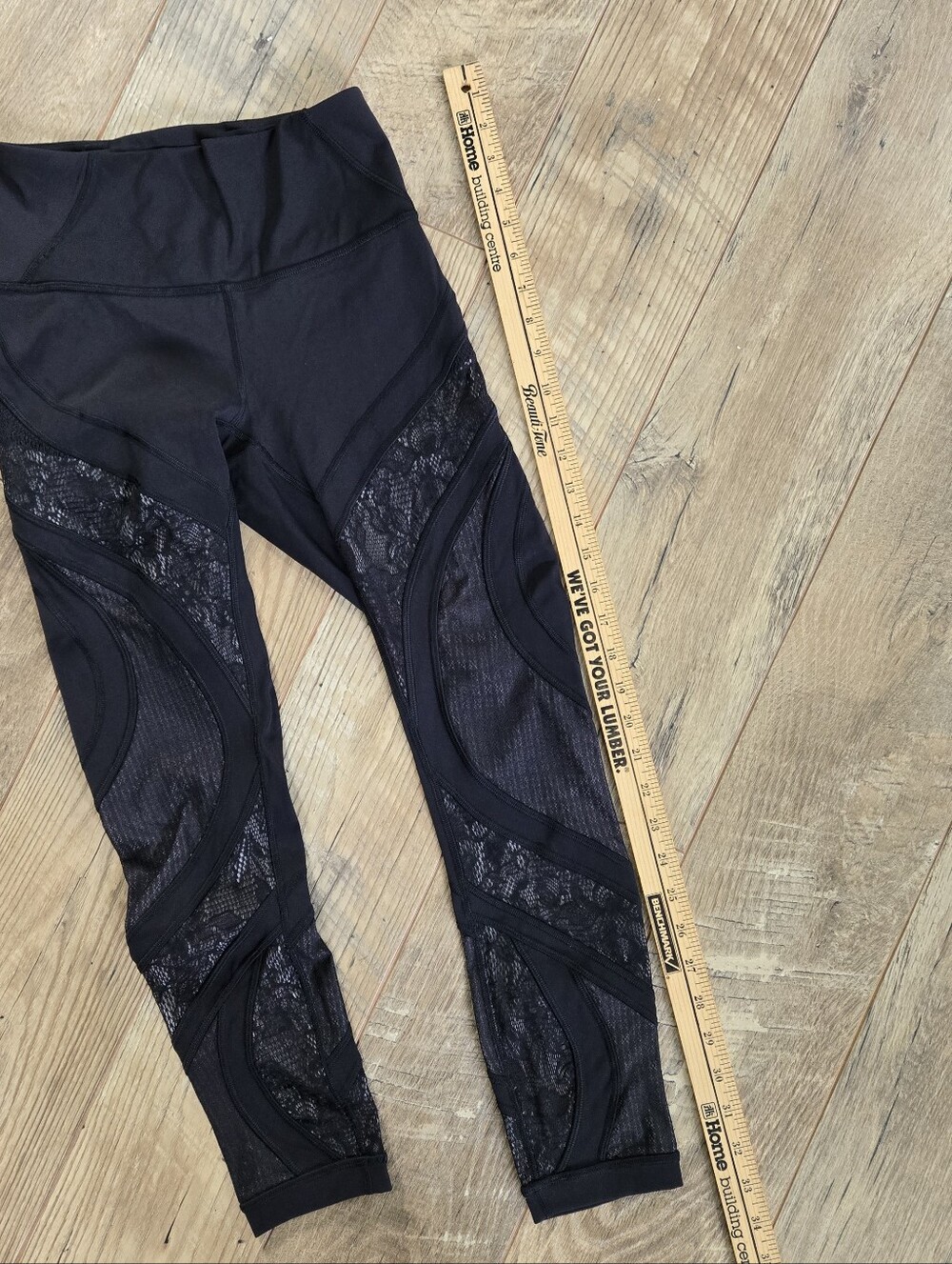 Lululemon Womens Black Wunder Under High Rise Tights / Leggings With Lace Size 6 - Picture 2 of 12